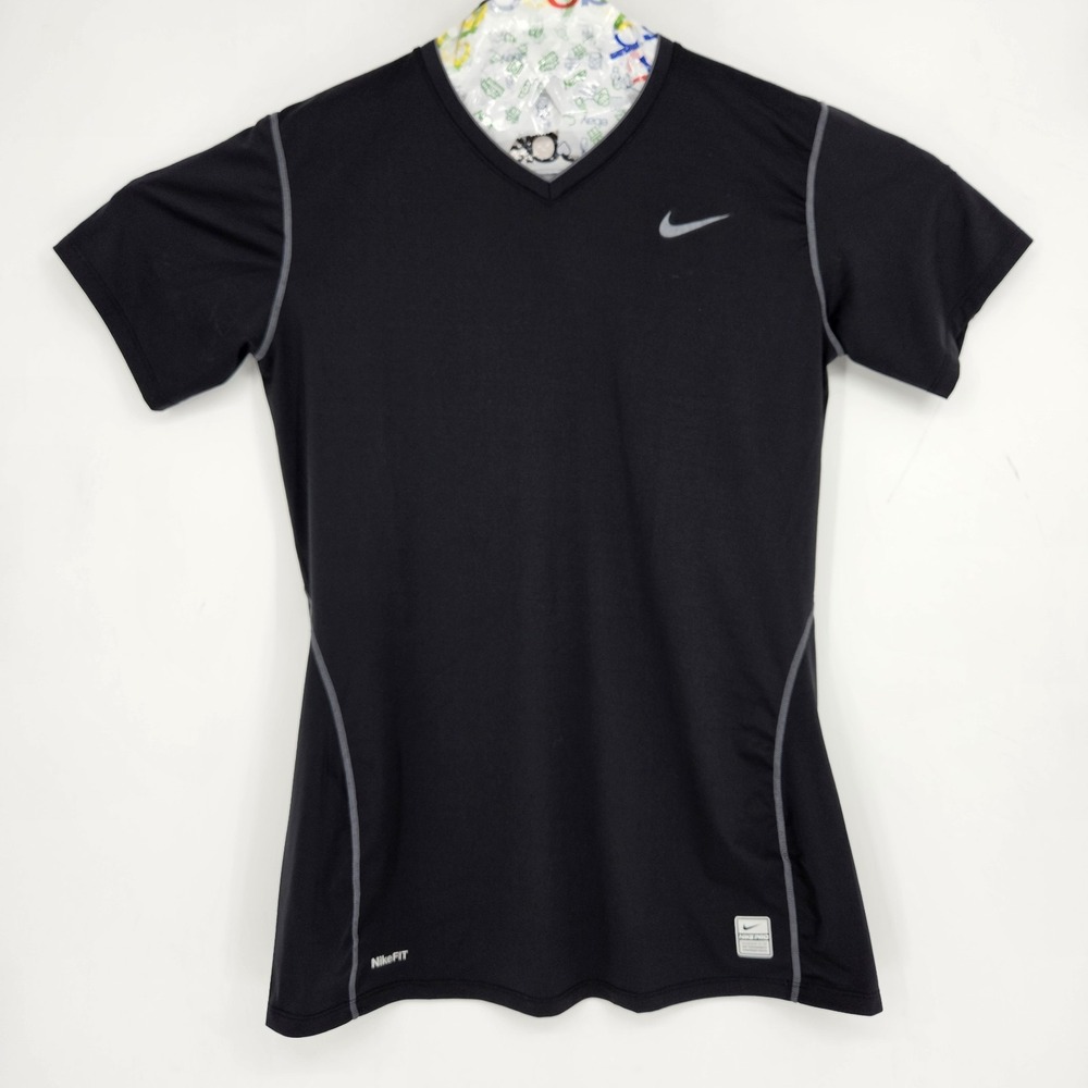 Nike‎ Pro Shirt Womens XXL Dri-Fit V-Neck Fitted Swoosh Athletic Performance